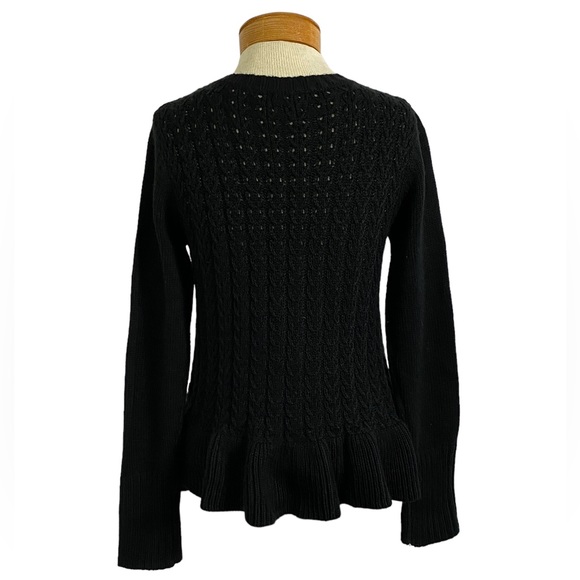 a.n.a Black Cable,Knit Cardigan, Sweater Flared Waist Button Accent Med - Picture 4 of 7